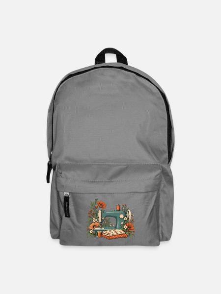 Vintage Nähmaschine mit Blumen – Nähen Geschenk - Rucksack - Mittelgrau