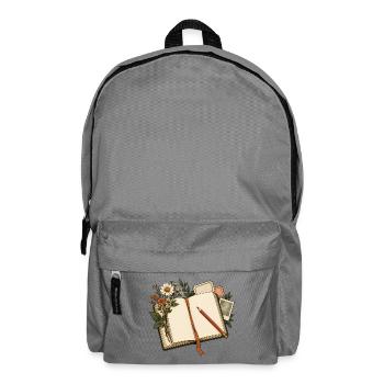 Journaling - Notizbuch mit Blumen und Bleistift - Rucksack - Mittelgrau - Vorne