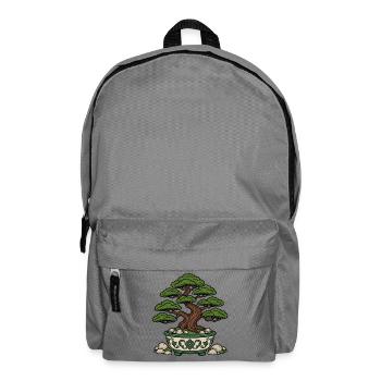 Bonsai Baum Schale Steine Zen Natur Vektor Shirt - Rucksack - Mittelgrau - Vorne