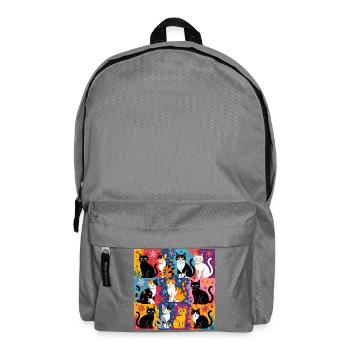 Katzenkunst "Bunt und Floral" - Rucksack - Mittelgrau - Vorne