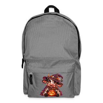 Gruselige Halloween-Kuh - Rucksack - Mittelgrau - Vorne