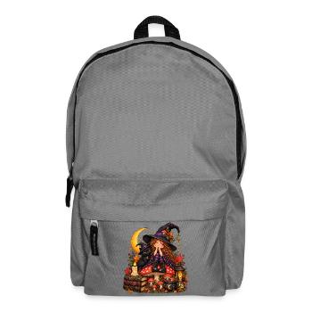 Niedliche Hexe mit schwarzer Katze - Rucksack - Mittelgrau - Vorne