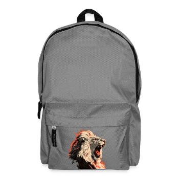 Löwenporträt im Flammenlook - Rucksack - Mittelgrau - Vorne