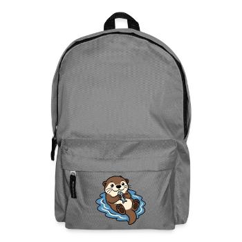 Otter Fisch Wasser Niedlich Tier Vektor Shirt - Rucksack - Mittelgrau - Vorne