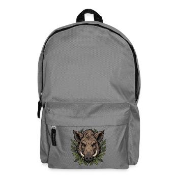 Wildschwein Keiler Eckzähne Wald Vektor Shirt - Rucksack - Mittelgrau - Vorne