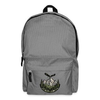 Berge Adler Wald Emblem Wandern Natur Vektor Shirt - Rucksack - Mittelgrau - Vorne