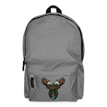 Elch Wald Fluss Landschaft Wildnis Vektor Shirt - Rucksack - Mittelgrau - Vorne