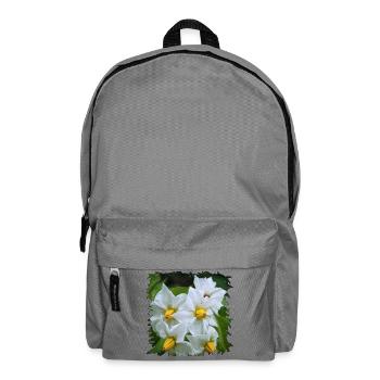 Weiße Kartoffel Blüten mit gelben Staubgefäßen - Rucksack - Mittelgrau - Vorne