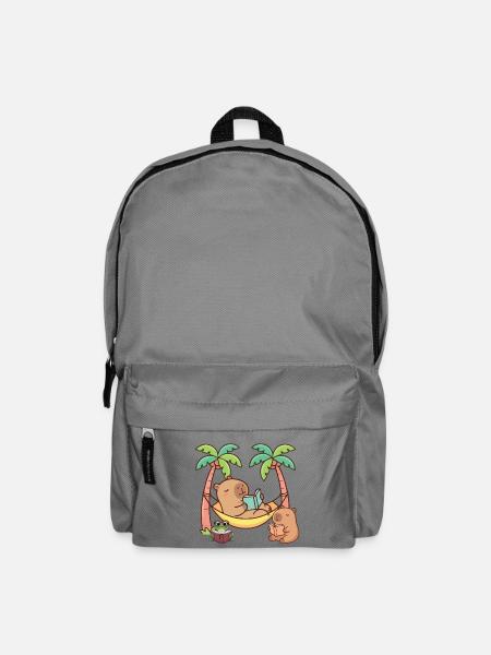 Niedliche Kapybara-Lesebücher Hängematte Tropenkunst - Rucksack - Mittelgrau