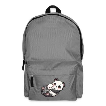 Mom panda bear cuddles with her sweet little one - Backpack - elephant grey - Front