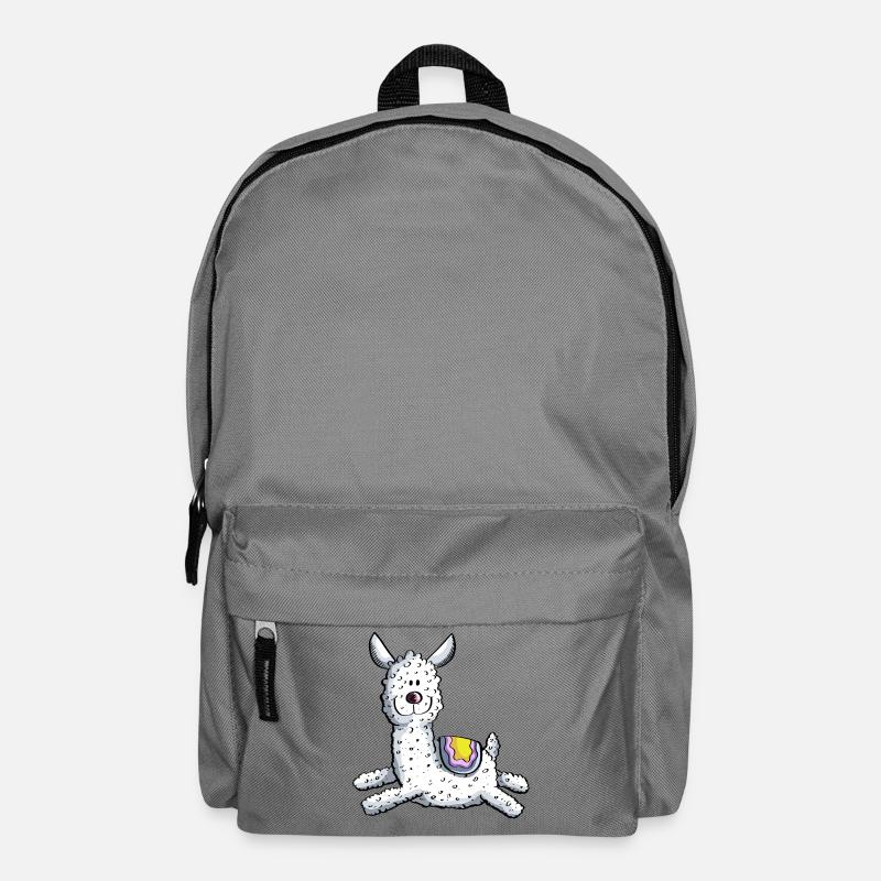 Fluffiges Wolliges Lama - Rucksack - Mittelgrau