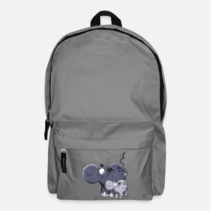 Nilpferd Familie - Rucksack - Mittelgrau