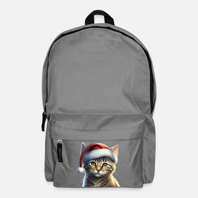 Kätzchen mit Weihnachtsmütze - Rucksack - Mittelgrau
