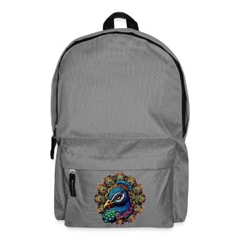 Pfau mit Mandalas verziert - Rucksack - Mittelgrau - Vorne
