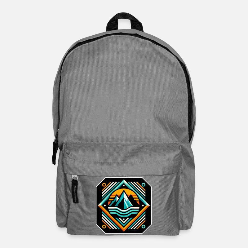 Geometrische Bergsonne mit Wellen - Rucksack - Mittelgrau