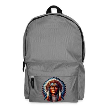 Amerikanisch, Indianer, Amerikaner - Rucksack - Mittelgrau - Vorne