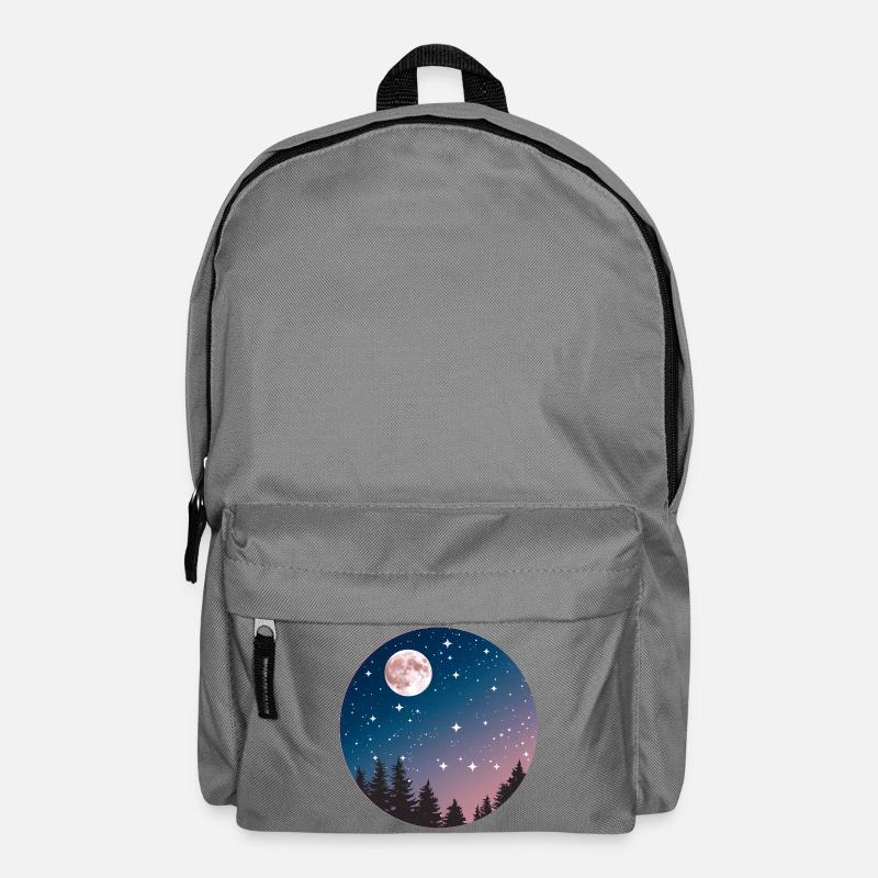 Mondschein Nachthimmel Baum Silhouette - Rucksack - Mittelgrau