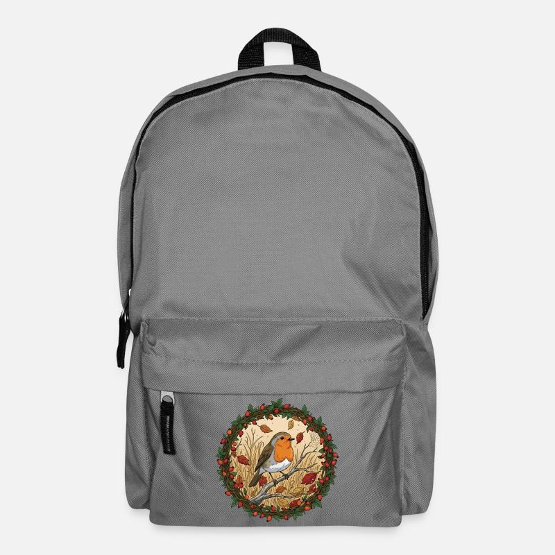 Autumn robin in a wreath - Backpack - elephant grey