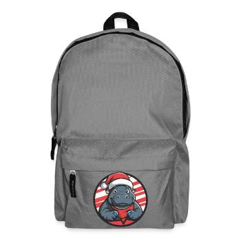 Christmas Hippo Cartoon - Backpack - elephant grey - Front