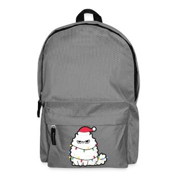 Grimmige Weihnachtskatze mit Lichtern - Rucksack - Mittelgrau - Vorne