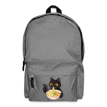 Black cat with smartphone and ramen noodles - Backpack - elephant grey - Front