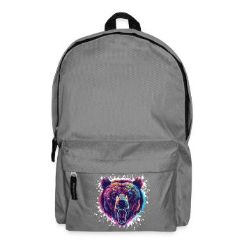 Colorful Bear Head Neon Splatter - Backpack - elephant grey - Front