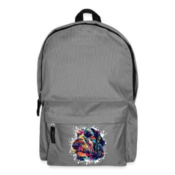 Portrait coloré de chien avec des éclaboussures de peinture - Sac à dos - gris éléphant - Devant