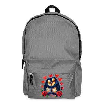 Wasserfarbene Pinguine der Liebe - Rucksack - Mittelgrau - Vorne