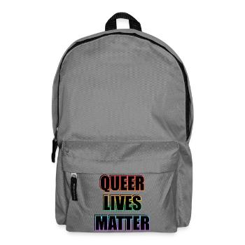 Queer Lives Matter Regenbogentext - Rucksack - Mittelgrau - Vorne