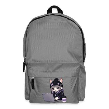 Lila und schwarze Coder-Katze - Rucksack - Mittelgrau - Vorne