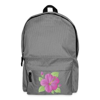 Purple Hibiscus Flower with Buds Illustration - Backpack - elephant grey - Front