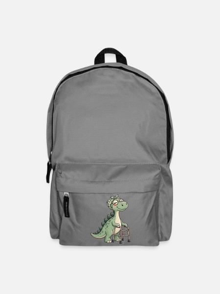Dino mit Blumenband Rollator - Rucksack - Mittelgrau