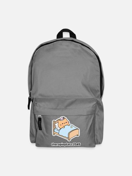 therapieplatz 2045 – Katze im Bett - Rucksack - Mittelgrau