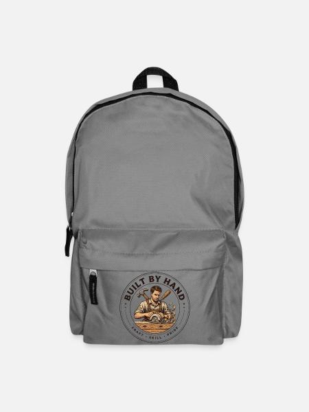 Handgefertigt: Holzarbeiter-Emblem Stolz Handwerker - Rucksack - Mittelgrau
