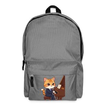 Jazz-Katze im Anzug am Klavier - Rucksack - Mittelgrau - Vorne