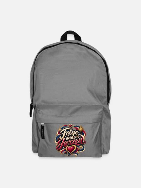 Folge deinem Herzen – Herzdesign - Rucksack - Mittelgrau