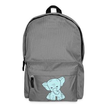Blaue Linie zeichnender Elefanten - Rucksack - Mittelgrau - Vorne