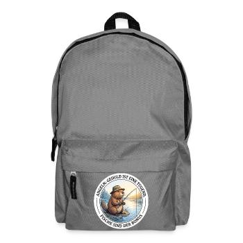 Angeln Geduld Petrijünger Biber Angler T-Shirt - Rucksack - Mittelgrau - Vorne