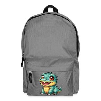 Fröhlicher Krokodil Dino mit großen Augen - Rucksack - Mittelgrau - Vorne