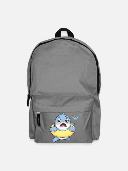 Schüchterner Hai im Schwimmring - Rucksack - Mittelgrau