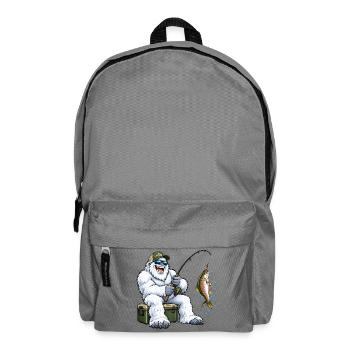 Fröhlicher Yeti beim Angeln – Lustiges Outdoor Mot - Rucksack - Mittelgrau - Vorne