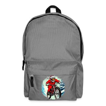 MTB Biker Weihnachten / Santa Mountainbiker - Rucksack - Mittelgrau - Vorne