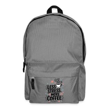Less Stress, More Coffee – Kaffee-Spruch - Rucksack - Mittelgrau - Vorne
