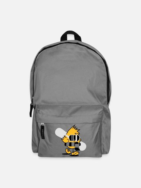 Ein Küken mit Snowboard,Schal und Snowboardbrille - Rucksack - Mittelgrau