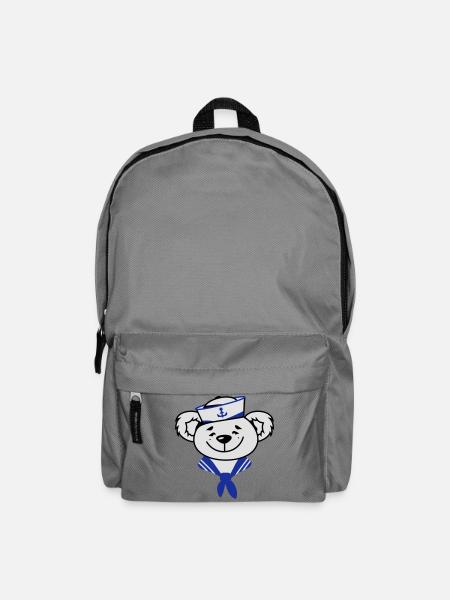 Bär mit Matrosenhut und Matrosen Halstuch - Rucksack - Mittelgrau