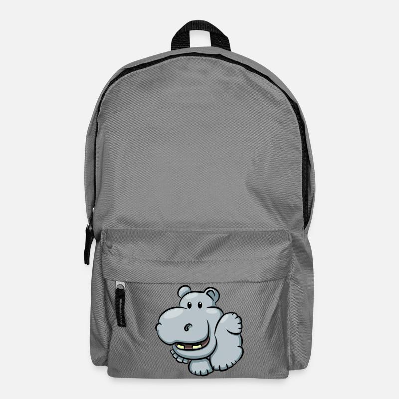 Cute Hippopotamus Cartoon - Backpack - elephant grey