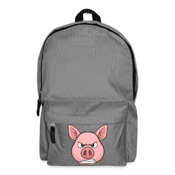 Angry Pig Cartoon Stare - Backpack - elephant grey - Front