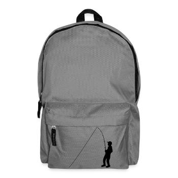 angler sport silhouette clipart hobby fishing fish - Backpack - elephant grey - Front