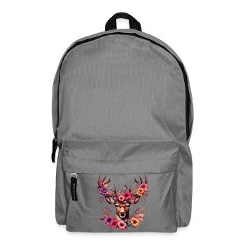 Cerf avec des fleurs - Sac à dos - gris éléphant - Devant