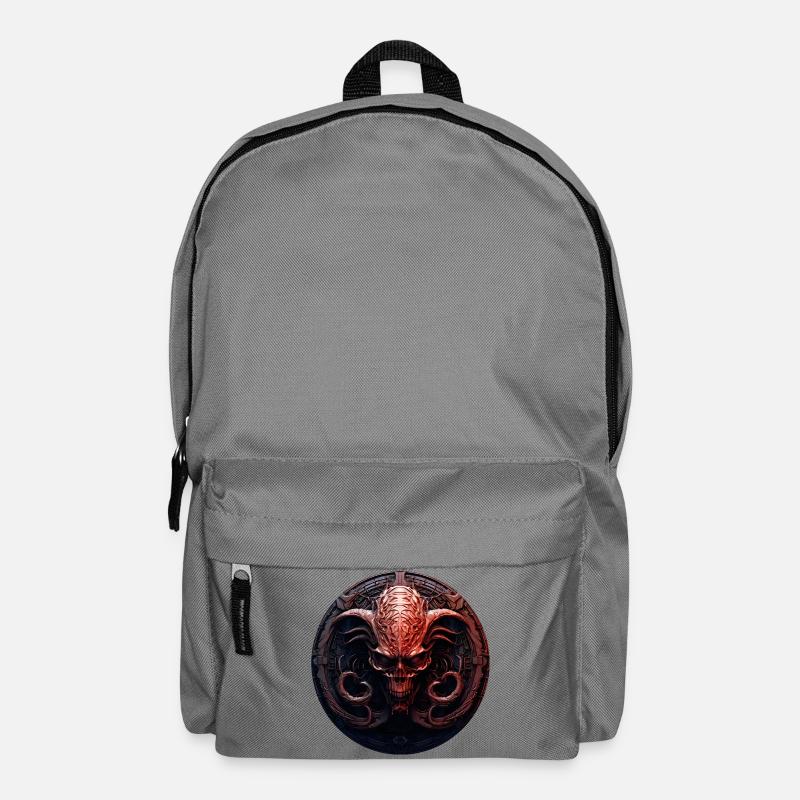 Dämonen-Schädel im Kreis-Emblem - Rucksack - Mittelgrau